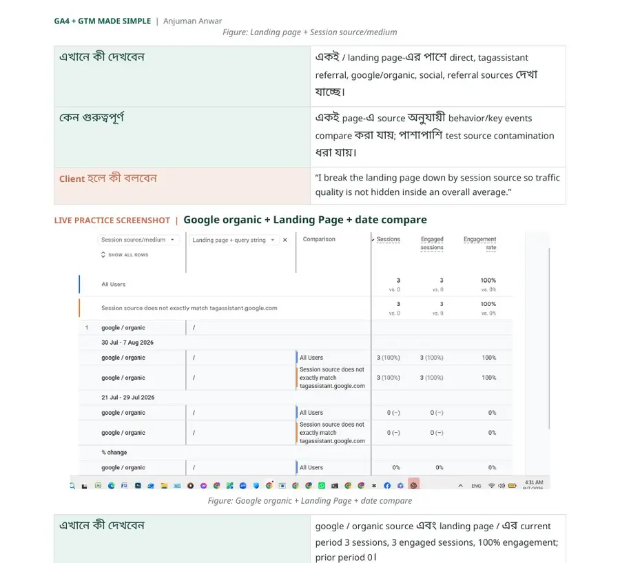 GA4 traffic acquisition report with date comparison